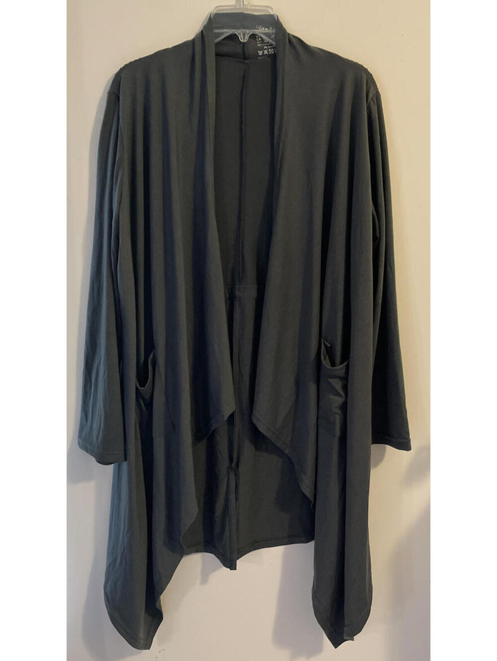 Tank Womens Large Gray Long Sleeve Open Front Oversized Cardigan W/Pockets A2246
